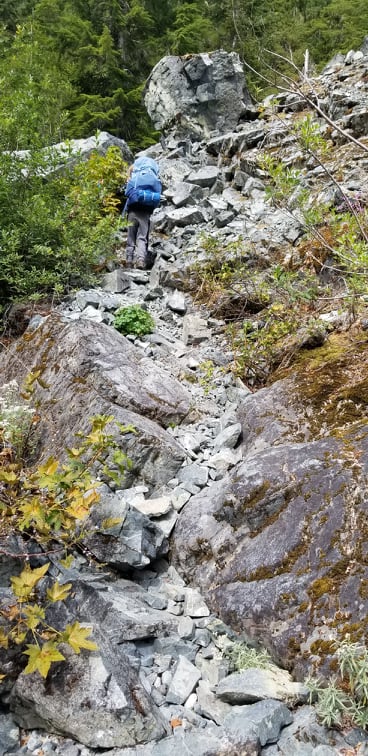 Tricky part of Della Falls Trail